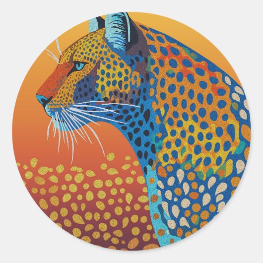 Abstrakte Leopard Kunst Runder Aufkleber (Vorderseite)