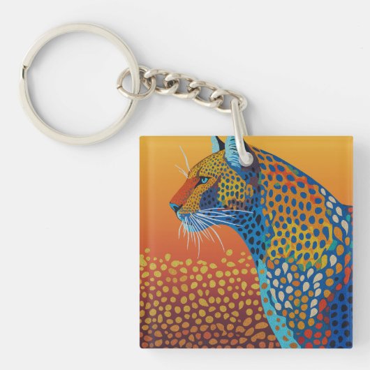 Abstrakte Leopard Kunst Schlüsselanhänger (Vorderseite)