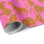 Abstrakte Leoparden mit roten Lippen und Erträgen Geschenkpapier (Rolleneckpunkt)