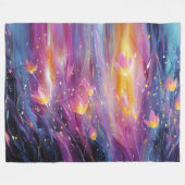 Abstrakte leuchtende Blumenexplosion Fleecedecke (Vorderseite (Horizontal))