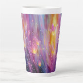 Abstrakte leuchtende Blumenexplosion Milchtasse (Vorderseite)