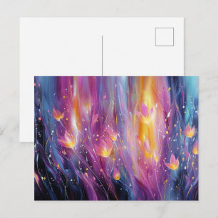 Abstrakte leuchtende Blumenexplosion Postkarte