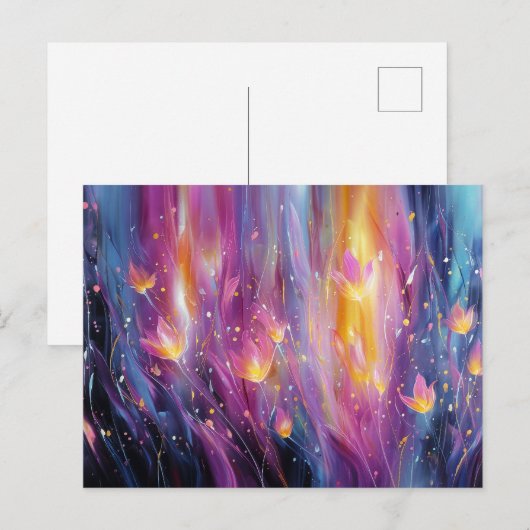 Abstrakte leuchtende Blumenexplosion Postkarte (Vorne/Hinten)