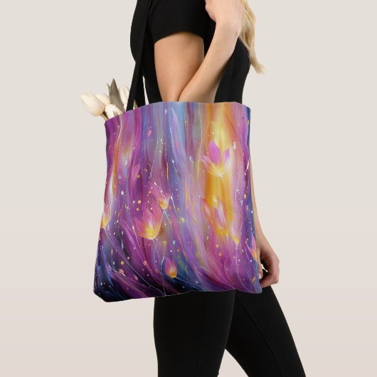 Abstrakte leuchtende Blumenexplosion Tasche (Von Nahem)