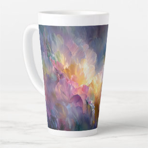 Abstrakte, leuchtende, pastellfarbene Blumenkompos Milchtasse
