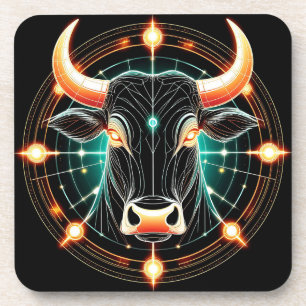 Abstrakte leuchtende Taurus-Illustration Getränkeuntersetzer