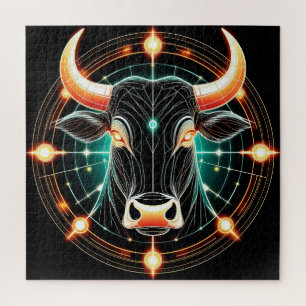 Abstrakte leuchtende Taurus-Illustration Puzzle