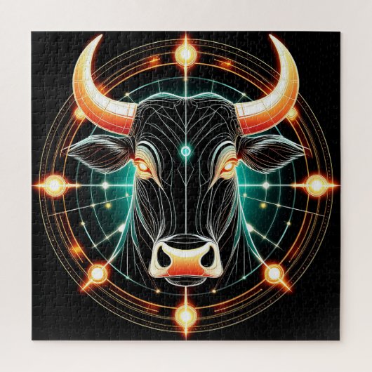 Abstrakte leuchtende Taurus-Illustration Puzzle (Vertikal)