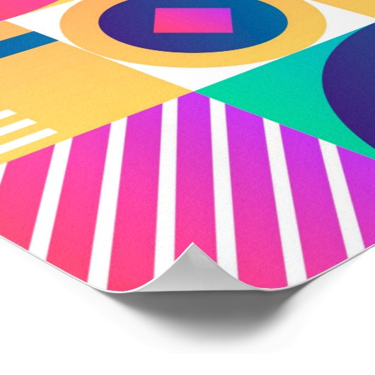 Abstrakte, leuchtfarbige Fun Geometrie Poster (Ecke)
