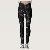 Abstrakte Leuchtpunkte schwarz Leggings (Vorderseite)