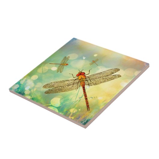 Abstrakte Libellen im Garten Keramik Tile Fliese (Seite)