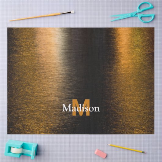 Abstrakte Lichter Meer glänzend bronziert Monogram Seidenpapier (Basteln)