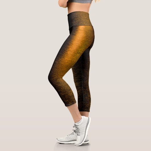 Abstrakte Lichter Meeresspiegelung glänzender Bron Capri Leggings (Links)
