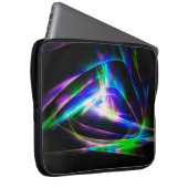 Abstrakte Lichtwellen und schwarze Hintergrundabst Laptopschutzhülle (Vorne Rechts)