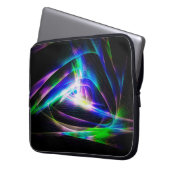Abstrakte Lichtwellen und schwarze Hintergrundabst Laptopschutzhülle (Vorderseite Links)