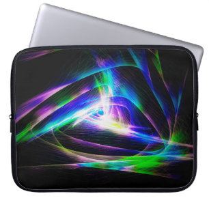 Abstrakte Lichtwellen und schwarzer Hintergrundabs Laptopschutzhülle