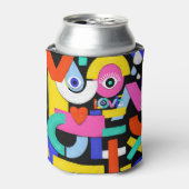 Abstrakte Liebe, Augen: farbiges Muster Dosenkühler (Kanne Vorderseite)