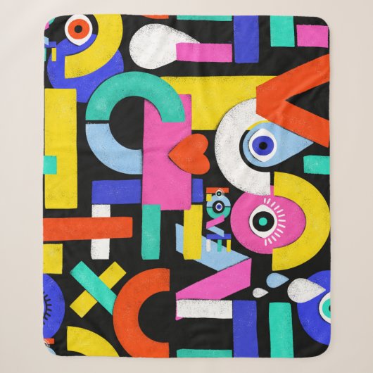 Abstrakte Liebe, Augen: farbiges Muster Sherpadecke (Vorderseite)