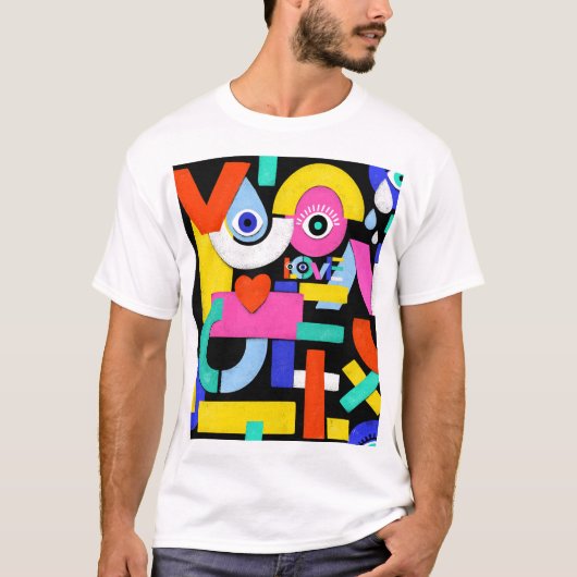 Abstrakte Liebe, Augen: farbiges Muster T-Shirt (Vorderseite)