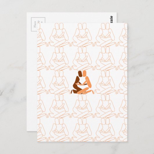 Abstrakte Liebe braun und braun Kontur Postkarte (Vorne/Hinten)