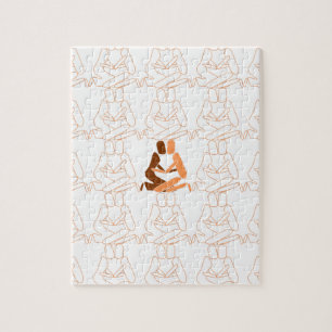 Abstrakte Liebe braun und braun Kontur Puzzle