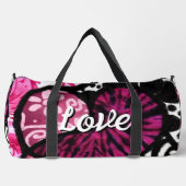 Abstrakte Liebe Herzrosa florale Polka Dosen Schwa Duffle Bag (Vorderseite)
