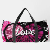 Abstrakte Liebe Herzrosa florale Polka Dosen Schwa Duffle Bag (Rückseite)