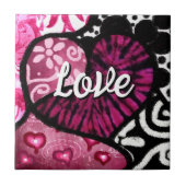 Abstrakte Liebe Herzrosa florale Polka Dosen Schwa Fliese (Vorderseite)