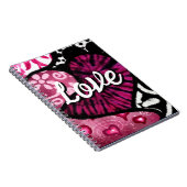 Abstrakte Liebe Herzrosa florale Polka Dosen Schwa Notizblock (Rechte Seite)