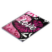 Abstrakte Liebe Herzrosa florale Polka Dosen Schwa Notizblock (Linke Seite)