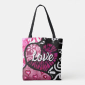 Abstrakte Liebe Herzrosa florale Polka Dosen Schwa Tasche (Rückseite)