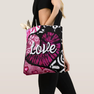 Abstrakte Liebe Herzrosa florale Polka Dosen Schwa Tasche