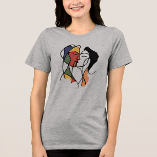 Abstrakte Liebe Line Art Couple T - Shirt