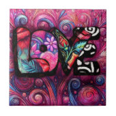 Abstrakte Liebe Word Graffiti Valentine Fliese (Vorderseite)