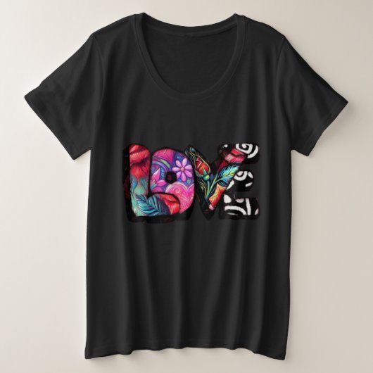 Abstrakte Liebe Word Graffiti Valentine Große Größe T-Shirt (Design vorne)