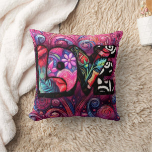 Abstrakte Liebe Word Graffiti Valentine Kissen