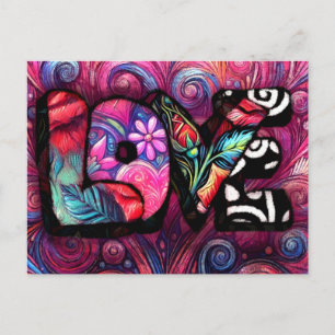 Abstrakte Liebe Word Graffiti Valentine Postkarte