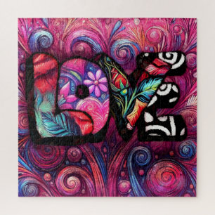 Abstrakte Liebe Word Graffiti Valentine Puzzle