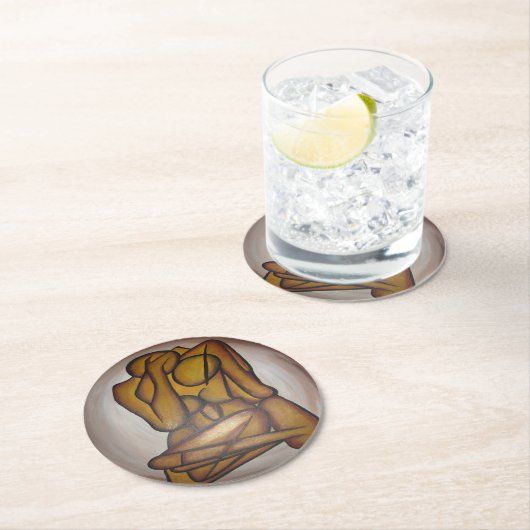 Abstrakte Liebhaber zeitgenössischer Kunst in Ocke Runder Pappuntersetzer (Vor Ort)