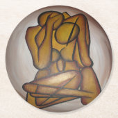 Abstrakte Liebhaber zeitgenössischer Kunst in Ocke Runder Pappuntersetzer (Vorderseite)