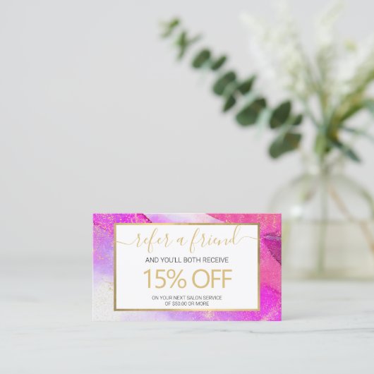 Abstrakte Lila Aquarellfarben-Imitate Goldstaubbes Visitenkarte (Stehend Vorderseite)