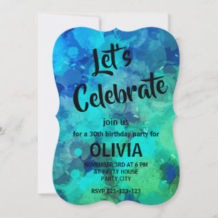Abstrakte lila blaue Alkohol-Tinte 30. Geburtstag Einladung