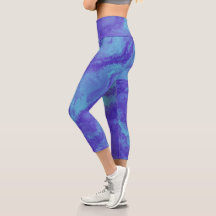 Abstrakte Lila Blaue Diffusion Capri Leggings