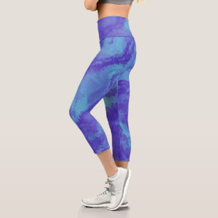 Abstrakte Lila Blaue Diffusion Capri Leggings