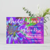 Abstrakte lila blühende Sonnenblume Retro funky Einladung (Stehend Vorderseite)