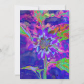 Abstrakte lila blühende Sonnenblume Retro funky Einladung (Rückseite)