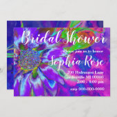 Abstrakte lila blühende Sonnenblume Retro funky Einladung (Vorne/Hinten)