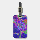 Abstrakte lila blühende Sonnenblume Retro funky Gepäckanhänger (Vorderseite vertikal)