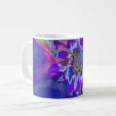 Abstrakte lila blühende Sonnenblume Retro funky Kaffeetasse (Vorderseite Links)