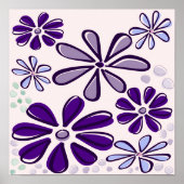 Abstrakte Lila Blume Doodle Poster (Vorne)